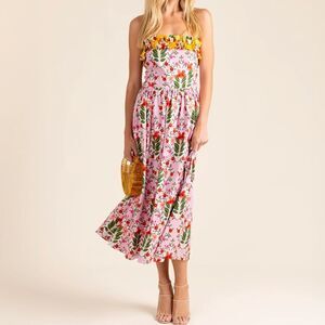 Alden Adair Catherine Dress Size Small NWT Pink Bouquet Strapless Resort Wear